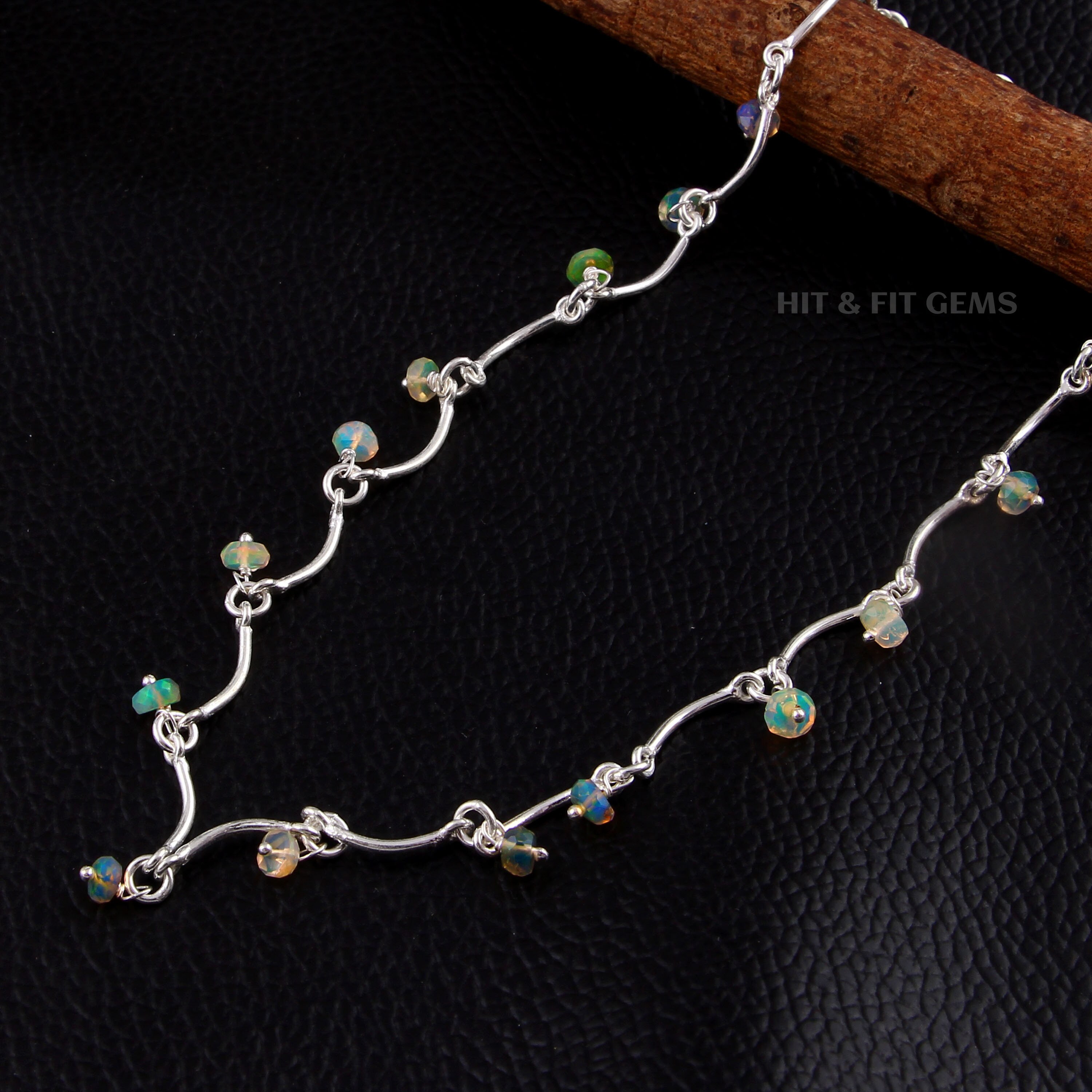 Ethiopian Opal Beaded Necklace 925 Sterling Silver Natural Gemstone Women Gift Ethiopian Opal Beaded Necklace 925 Sterling Silver Natural Gemstone Women Gift