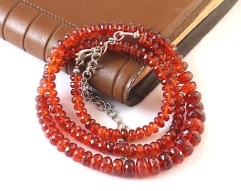 Natural Garnet Rondelle Beads: Faceted Brown Gemstone Choker Necklace (17 inch)