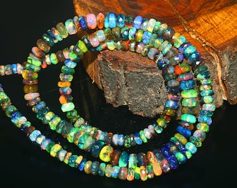 Ethiopian Opal Beads: 3x5.5MM Faceted Rondelle Strand (17 inch)