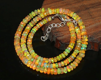 Natural Ethiopian Opal Beads, Faceted Rondelle Choker, 4x5mm, 17 Inch (Jewelry Making)