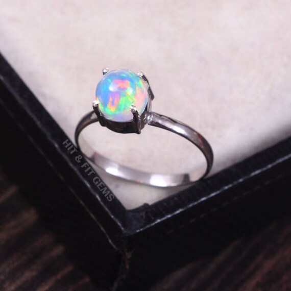 Ethiopian Opal Ring Natural Opal Ring 925 Sterling Silver Handmade