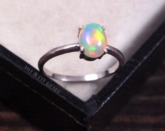 White Natural Ethiopian Opal Solid 925 Sterling Silver Beautiful Opal Ring Handmade Ring Engagement Ring Anniversary Gift