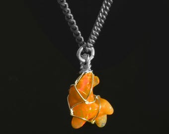 Natural Ethiopian Opal Pendant Sterling Silver 925 Handmade Jewelry (20x13 MM)