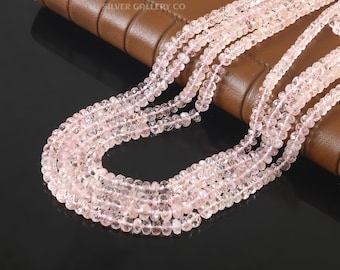 Natural Faceted Pink Morganite Rondelle Beads (17 inch strand)
