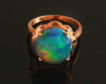 Natural Opal Sterling Silver Ring October Birthstone Handmade Jewelry
