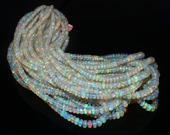 Natural Ethiopian Opal Beads, Rondelle Shape, 4-6.5 MM Faceted Gemstone Strand