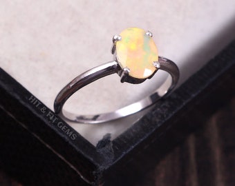 Weißer Natürlicher Äthiopischer Opal Massiv 925 Sterling Silber Schöner Opal Ring Handgemachter Ring Verlobungsring Hochzeitsgeschenk