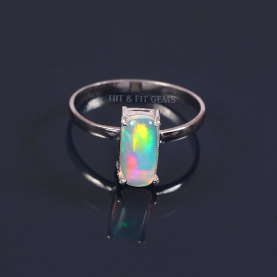 Natural Ring Real Opal Ring Rainbow Opal Gold Ring Welo Fire Opal