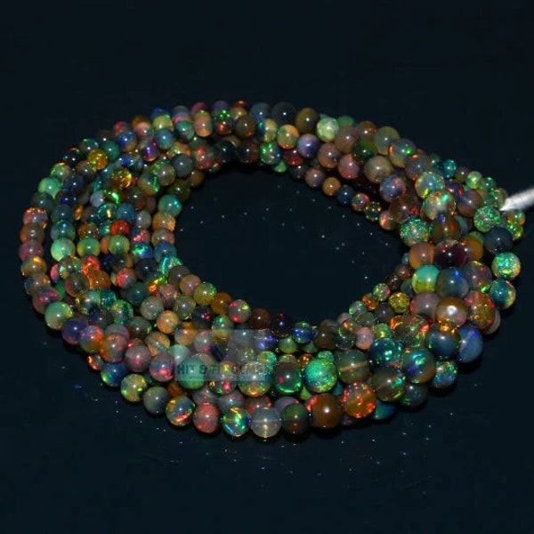 100% Natural Opal Gemstone Beads Welo Opal Fire Opal Round Opal Wedding Necklace Opal Jewelry Beaded Necklace