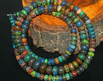 Natural Multi Ethiopian Opal Rondelle Beads for Jewelry Making (4-6 MM)