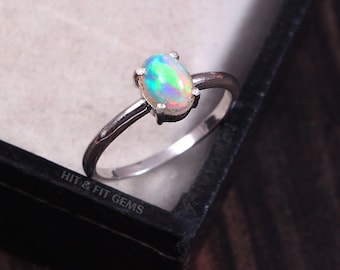 White Natural Ethiopian Opal Solid 925 Sterling Silver Beautiful Opal Ring Handmade Ring Engagement Ring