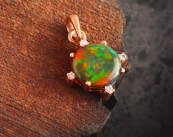 Handmade Ethiopian Black Opal Pendant: 925 Sterling Silver Jewelry