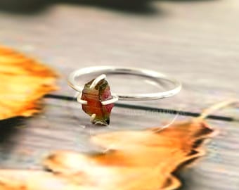 Handmade Sterling Silver Rough Tourmaline Prong Ring