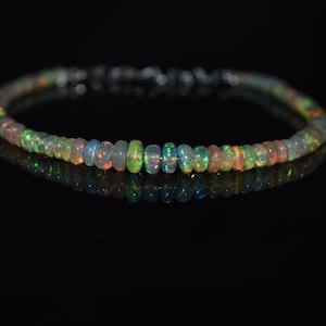 100 % Ethiopian Opal Beads Natural Opal Bracelet Smooth Opal Rondelle Bracelet Jewelry Fashion Opal Gemstone Wedding Gift Rocks Opal