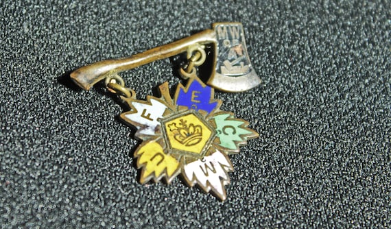 Royal Neighbors of America Vintage Pin; Brass Axe… - image 1