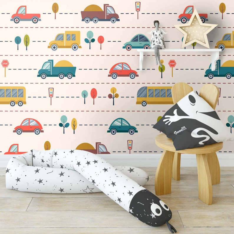 temporary wallpaper road wallpaper kids wallpaper removable wallpaper Nursery road wallpaper cars wallpaper wall mural nursery decor