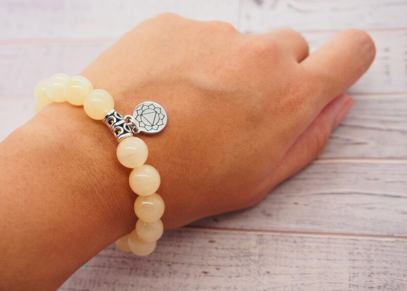 Natural Gemstone Bracelet Handmade Bracelet Yellow Jade Chakra Healing Bracelet Crystal Healing Bracelet