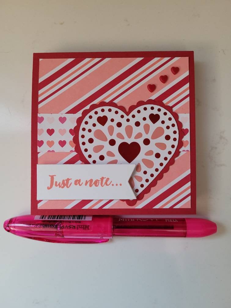 Notepad Pen Post Post It Note Pad and Pen Set - Handmade - Stampin up - Stocking Stuffer ...