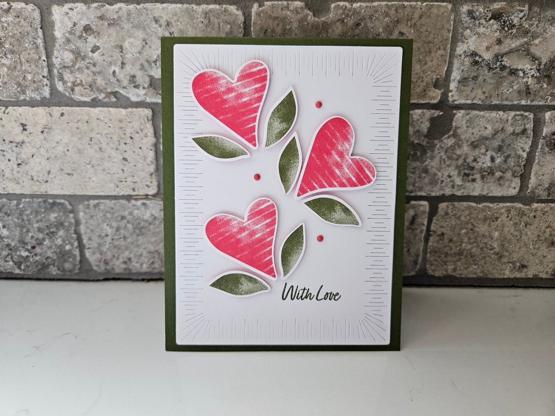 Handmade Pink Heart Valentine's Day Card - With Love- Anniversary Card ...