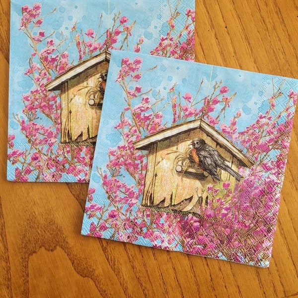 Decoupage Birdhouse Etsy