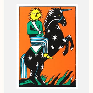 Solkungen 50 x 70 cm screentryck – handtryckt illustrationskonst i begränsad upplaga