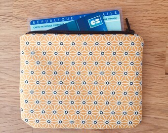 Japanese fabric wallet lined black and mustard yellow