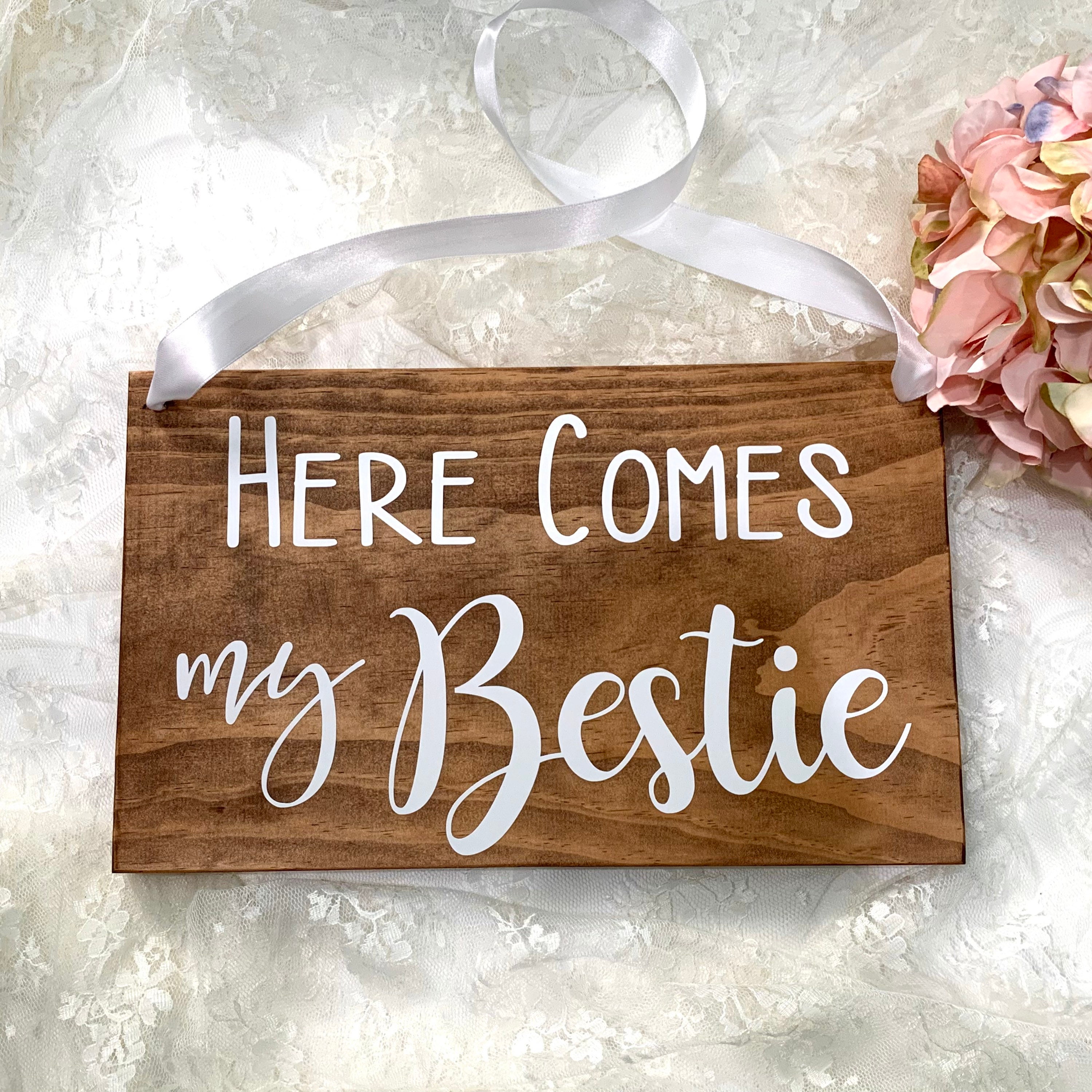 Here Comes My Bestie Wood Sign. Best Friend Ring Bearer Sign. Etsy UK