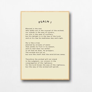 Psalm 1 Minimalist Bible Verse Print | White Cream | Scripture Wall Art | Modern Scripture Printable Art | Christian Wall Art