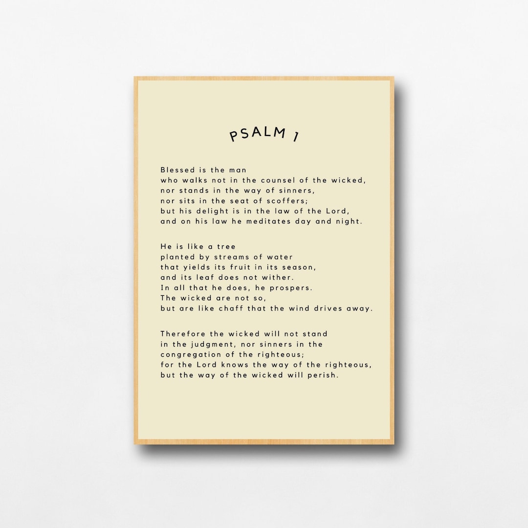 Psalm 1 Minimalist Bible Verse Print | White Cream | Scripture Wall Art ...