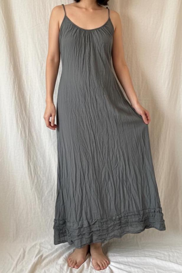 Charcoal Grey Cotton Maxi Dress | Adjustable Tie Strap Dress | Minimalist  Wabi Sabi | the Fog Dress - Etsy