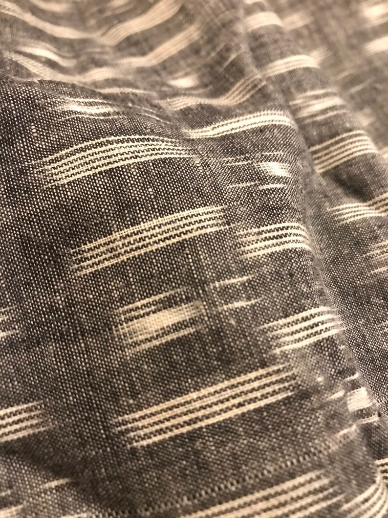 Grey and white Indian ikat cotton fabric by yard ethnic hand | Etsy
