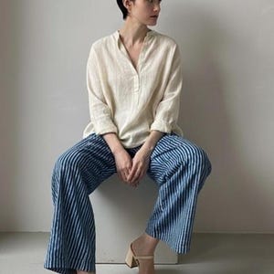 Indigo Wide-Leg Cotton Pants | Elastic-Waist Trousers with Pockets | Hand-Dyed Japanese Style | The Still Waters Pants image 11