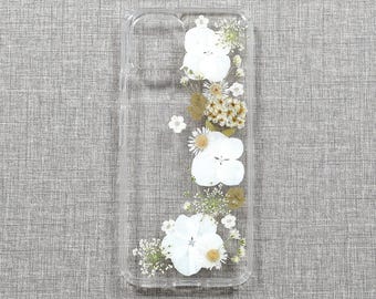 Handmade Pressed Flower Phone Case, Clear Floral Design