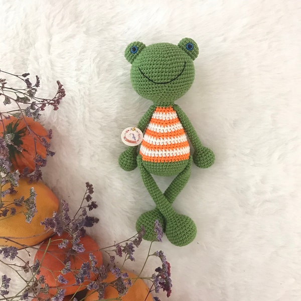 Drôle de cadeau de grossesse Crochet grenouille prince Crochet animaux peluche douce Toddler jouet Jouet sûr Faire semblant jouer Postpartum cadeau saint-valentin jouet cadeau