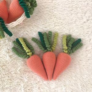 Carrot Rattle,Baby rattle,ECO-friendly toy,Food toy,Crochet Carrot,Kitchen Decor,First Easter basket,Grandkids gift,Play food