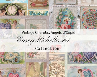 Victorian Cherub Postcards, Vintage Angel Ephemera (Digital Download)