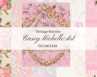Marie Antoinette Rococo and Victorian Vintage Wallpaper for Scrapbooks, Journals and Paper Crafts