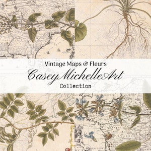 Frankreich Landkarten mit Blumen Vintage Papiere für Scrapbooks, Journals und Paper Crafts
