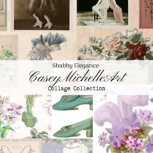 Marie Antoinette Shoes, Floral Wallpaper, Flapper pictures and Photo Collage for Scrapbooks, Journals and Paper Crafts