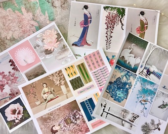 Japanese Junk Journal Kit | Vintage Ephemera & Printable Papers | Asian Inspired Scrapbook