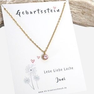 Geburtsstein Halskette, Geburtsmonat, Edelstahl, Spruchkarte