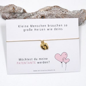 Patentante fragen - Armband mit Babyfüßen - Taufpatin - Taufpate - Freundschaftsarmband