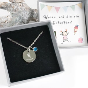 Halskette Schulkind – Geschenk Einschulung – Glücksbringer – Mutmacher – Geburtsstein - Geburtstagsgeschenk – personalisiert