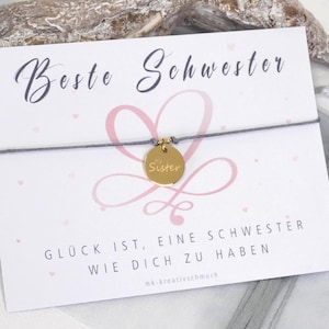 Armband Schwester -  personalisiertes Freundschaftsarmband – Geschwister Schmuck mit Wunschgravur – Geschenk für Schwestern