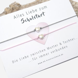 Schulkind Schulstart Einschulung / zartes Armband  mit Karte / Mutter Tochter Sohn / Mädchen und Jungs / Geschenk