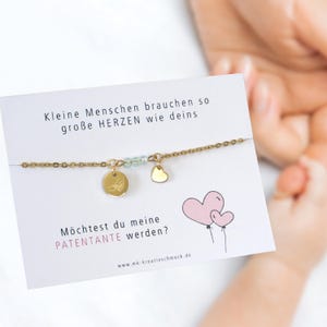 Patentante Taufpatin Armband - personalisiertes Geschenk - Patin fragen Karte – Taufzeugin – Beste Godi - Edelstahlschmuck mit Perlen