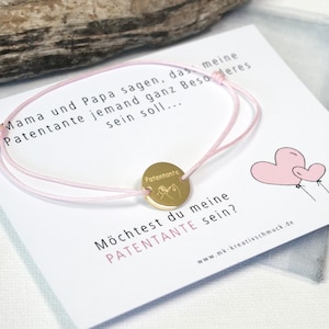 Armband Patentante fragen - personalisiertes Taufgeschenk – Andenken Godi – Namensarmband - Karte für Taufpatin