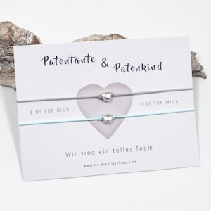 Patentante Patenkind - Armband Set - Patenonkel Geschenk - Freundschaftsarmband mit Karte