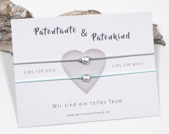 Patentante Patenkind - Armband Set - Patenonkel Geschenk - Freundschaftsarmband mit Karte