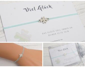 Glücksbringer Armband, Glücksarmband, Freundschaftsarmband, Armband Kleeblatt, Glücksklee,Geschenk Frauen